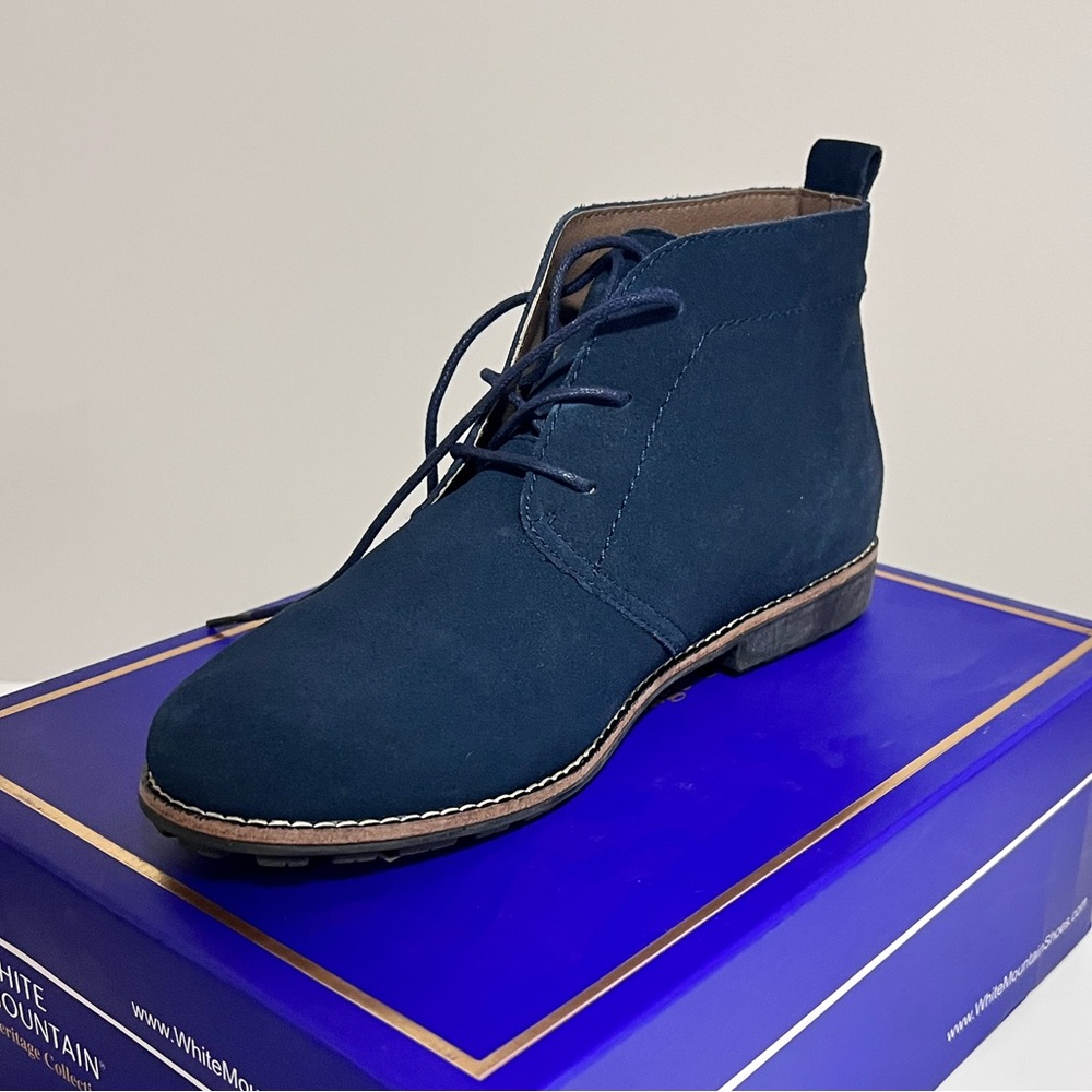 White Mountain Dark Blue Suede Ankle Boots